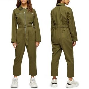 NEW Topshop Mabel Utility Jumpsuit Green size 2